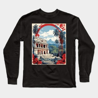 Palenque Chiapas Mexico Vintage Poster Tourism 2 Long Sleeve T-Shirt